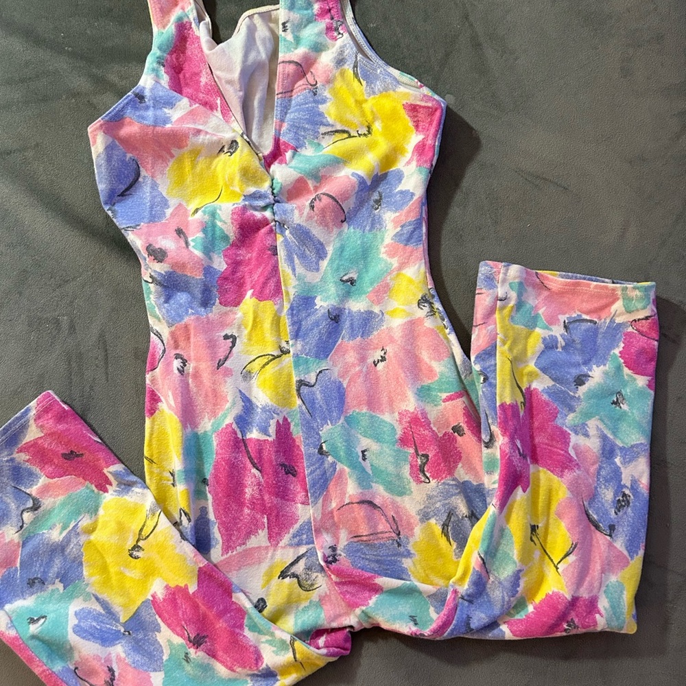 DANSKIN floral unitard YOUTH L (12-14)